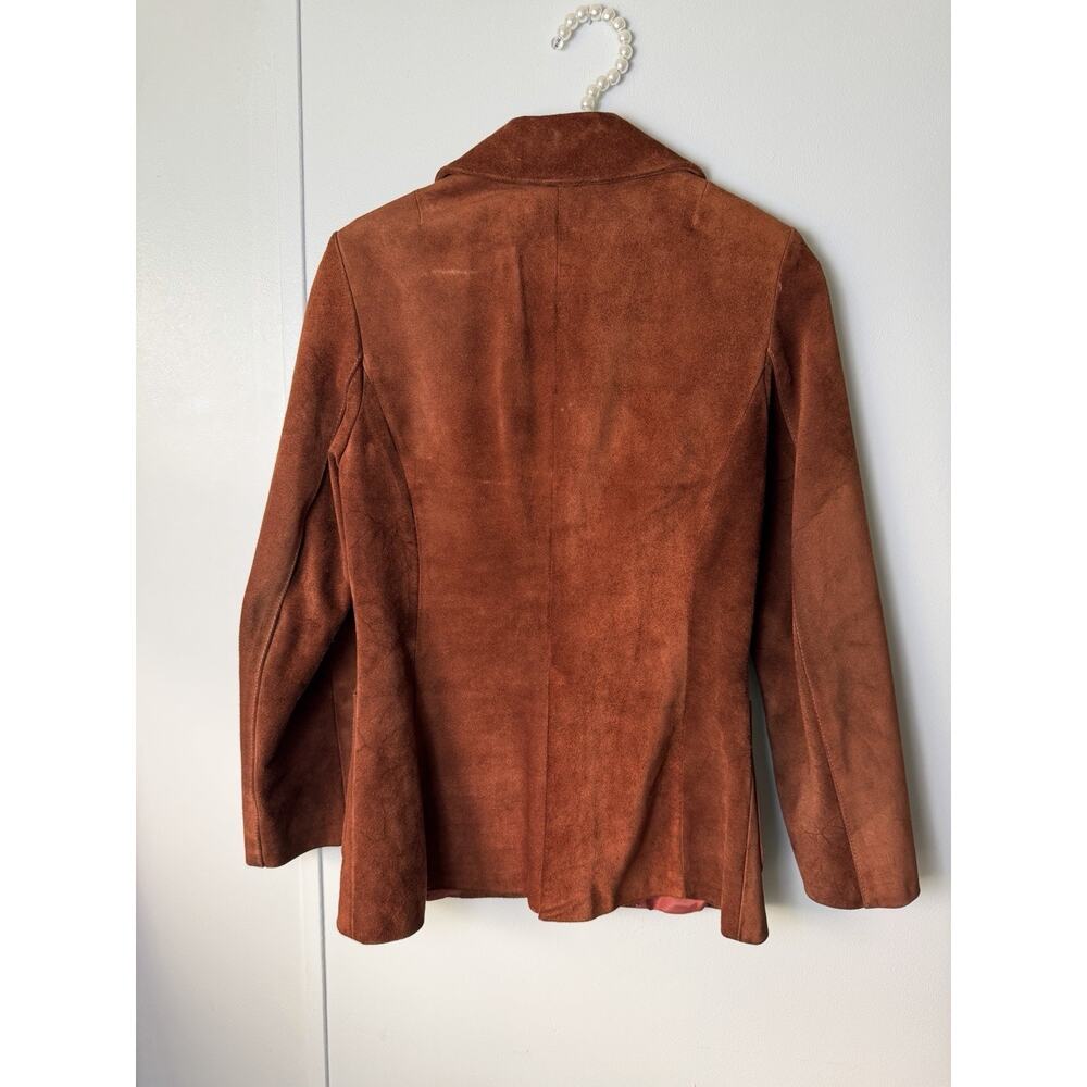 VTG 1970s Suede Button Blazer 5/6 Small 32” Bust Argentina Burnt Cognac - Picture 7 of 15